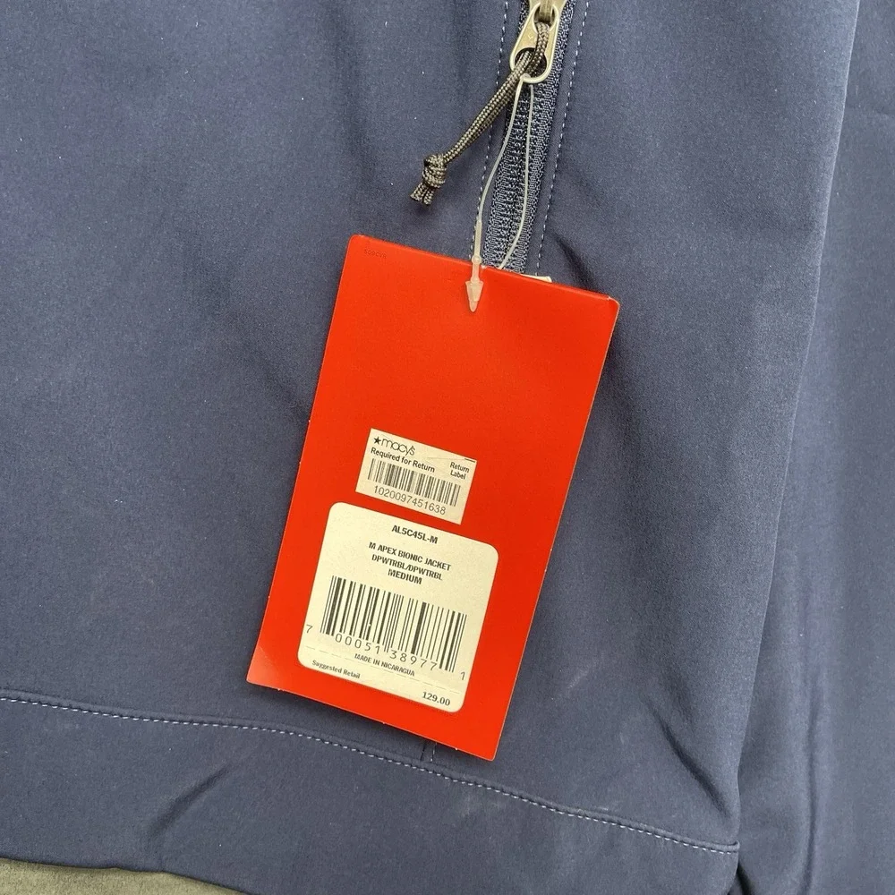 The North Face Apex Bionic Jacket Mens Medium Windwall Full Zip Blue Hiking NWT